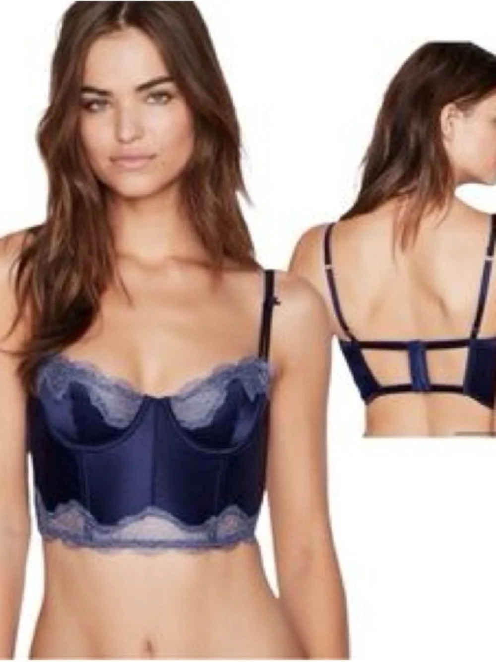 Rare Victoria’s Secret Dream Angels Blue Bustier Corset Top 32B Satin Lace Y2K